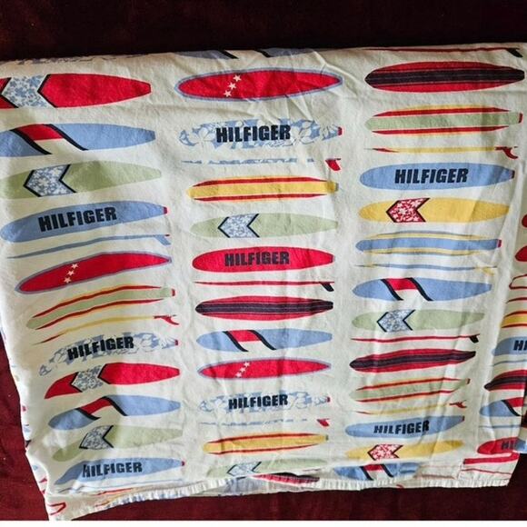 Tommy Hilfiger Surfboard Twin Sheet Beachy Nautical Colorful Cotton Preppy - Picture 1 of 7